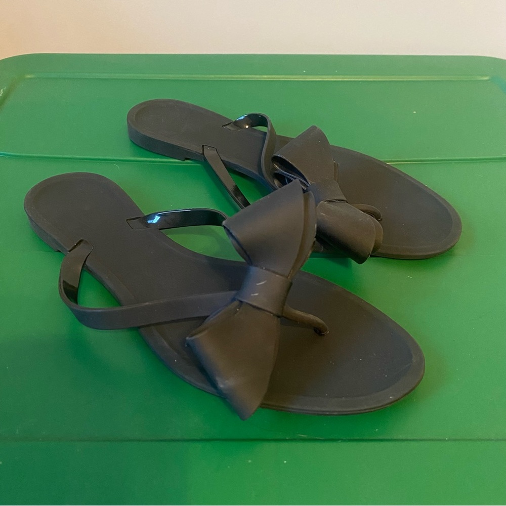 New Rubber Bow Black Sandals